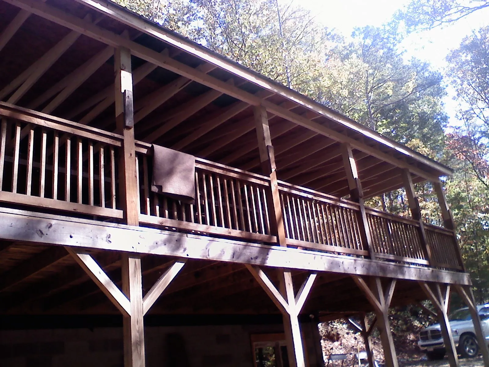 Timber framing under a new elevated porch and deck — Roof Leak Repair in Colmar by Roofing Brothers